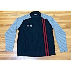 Restricted Pullover Y2k Racing Patches Sweater Men's XL Black Ribbed Color Block